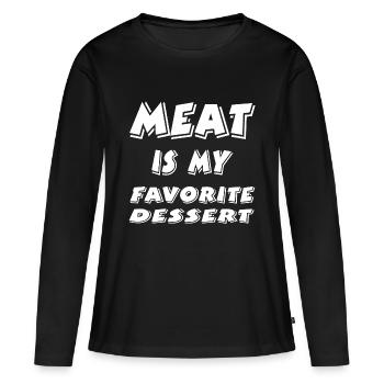 Fleisch - Frauen Premium Bio Langarmshirt - Schwarz - Vorne - Julia (174cm)