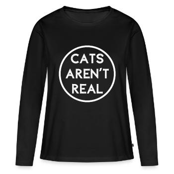 CATS AREN'T REAL - T-shirt manches longues Premium bio Femme - noir - Devant - Julia (174cm)