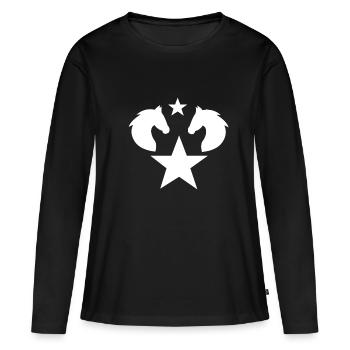 Cheval - T-shirt manches longues Premium bio Femme - noir - Devant - Julia (174cm)