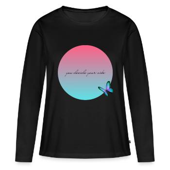 you decide your vibe - Frauen Premium Bio Langarmshirt - Schwarz - Vorne - Julia (174cm)