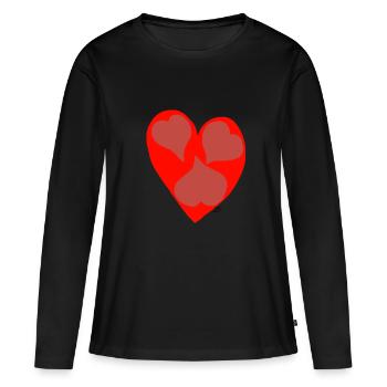 Vier Herzen. - Frauen Premium Bio Langarmshirt - Schwarz - Vorne - Julia (174cm)