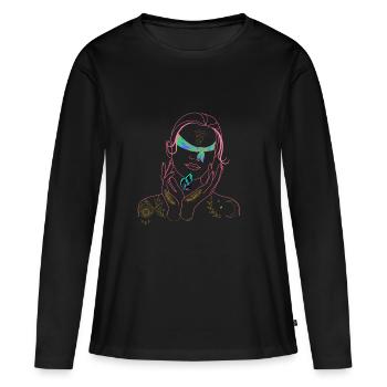 be gentle - Frauen Premium Bio Langarmshirt - Schwarz - Vorne - Julia (174cm)