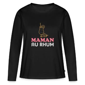Maman au Rhum - T-shirt manches longues Premium bio Femme - noir - Devant - Julia (174cm)