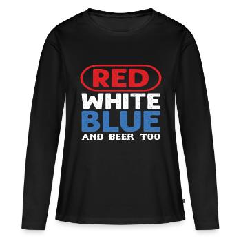 Rouge Blanc Bleu et Bière aussi - T-shirt manches longues Premium bio Femme - noir - Devant - Julia (174cm)