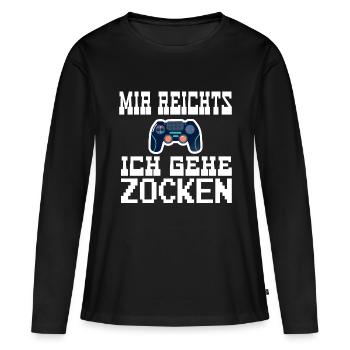 Mir reichts ich gehe ZOCKEN - Frauen Premium Bio Langarmshirt - Schwarz - Vorne - Julia (174cm)