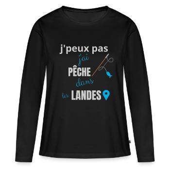 j peux pas j ai pêche dans les landes - T-shirt manches longues Premium bio Femme - noir - Devant - Julia (174cm)