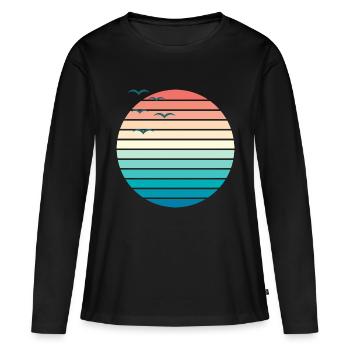 Sunset II - Frauen Premium Bio Langarmshirt - Schwarz - Vorne - Julia (174cm)