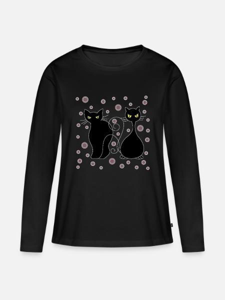 Katzen - Frauen Premium Bio Langarmshirt - Schwarz