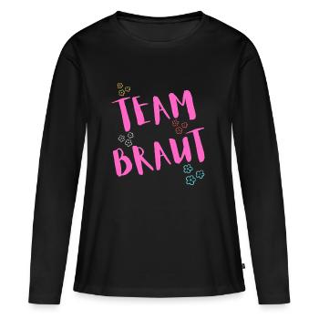 Mariée de l’équipe 2024 - T-shirt manches longues Premium bio Femme - noir - Devant - Julia (174cm)