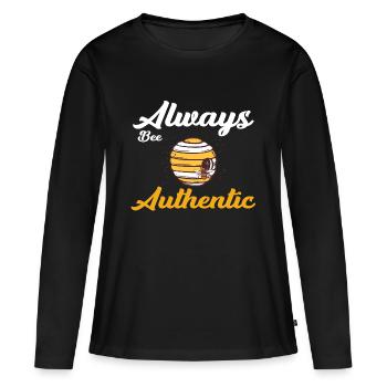 Soyez toujours authentique - T-shirt manches longues Premium bio Femme - noir - Devant - Julia (174cm)