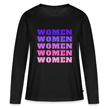 WOMEN WOMEN MULTI LINES - T-shirt manches longues Premium bio Femme - noir - Devant - Julia (174cm)