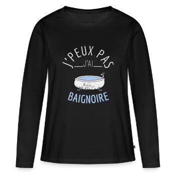 J'Peux Pas J'Ai Baignoire - T-shirt manches longues Premium bio Femme - noir - Devant - Julia (174cm)