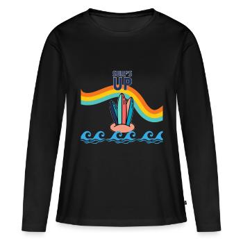 rainbow surfboard - Women's Premium Organic Long Sleeve Shirt - black - Front - Julia (174cm)