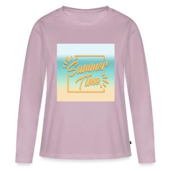 SUMMER TIME, le temps de l'été - T-shirt manches longues Premium bio Femme - rose poudré - Devant - Julia (174cm)