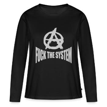 Fuck the system Anarchie - Frauen Premium Bio Langarmshirt - Schwarz - Vorne - Julia (174cm)