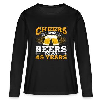 Acclamations et bières à mes 45 ans - T-shirt manches longues Premium bio Femme - noir - Devant - Julia (174cm)