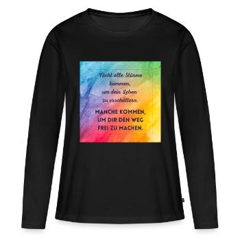 Sturm - Frauen Premium Bio Langarmshirt - Schwarz - Vorne - Julia (174cm)