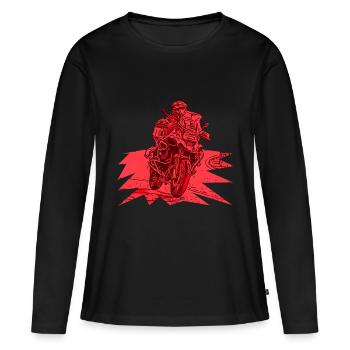 Courbe Adventure Bike rouge - T-shirt manches longues Premium bio Femme - noir - Devant - Julia (174cm)
