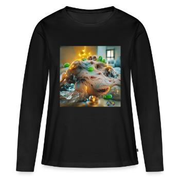 Une promenade dans l’ du robot : Goop Monster - T-shirt manches longues Premium bio Femme - noir - Devant - Julia (174cm)