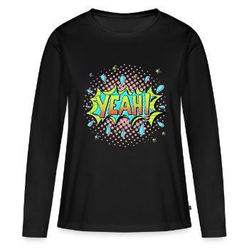 Yeah! - Frauen Premium Bio Langarmshirt - Schwarz - Vorne - Julia (174cm)
