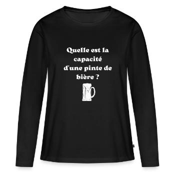 Quelle est la capacité d une pinte de bière ? - T-shirt manches longues Premium bio Femme - noir - Devant - Julia (174cm)