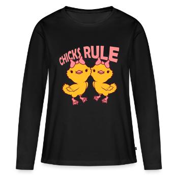Chicks Rule Girlfriends Équipe - T-shirt manches longues Premium bio Femme - noir - Devant - Julia (174cm)
