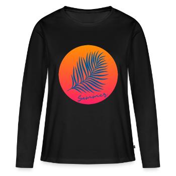 BLAUER SOMMER - Frauen Premium Bio Langarmshirt - Schwarz - Vorne - Julia (174cm)