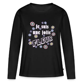 jolie fleur - T-shirt manches longues Premium bio Femme - noir - Devant - Julia (174cm)