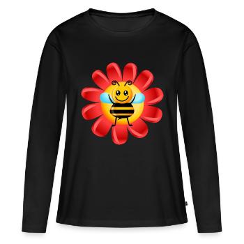 Cartoon Summer Flower Bee - Women's Premium Organic Long Sleeve Shirt - black - Front - Julia (174cm)