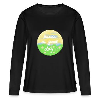 Haben Sie ein Gute-Tag-Angebot - Frauen Premium Bio Langarmshirt - Schwarz - Vorne - Julia (174cm)