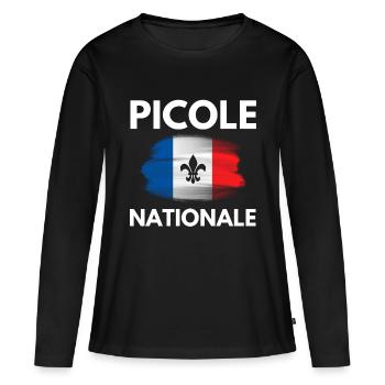 Picole Nationale France - Fleur de Lys - T-shirt manches longues Premium bio Femme - noir - Devant - Julia (174cm)