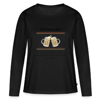 Blague de beauf - T-shirt manches longues Premium bio Femme - noir - Devant - Julia (174cm)
