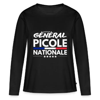 Général de la Picole Nationale - T-shirt manches longues Premium bio Femme - noir - Devant - Julia (174cm)