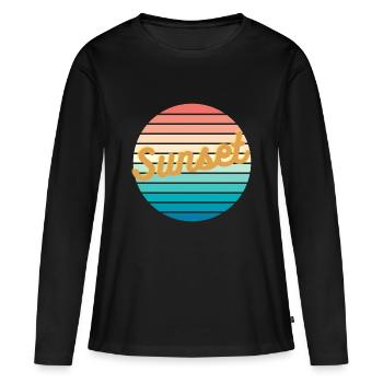 Sunset - Frauen Premium Bio Langarmshirt - Schwarz - Vorne - Julia (174cm)