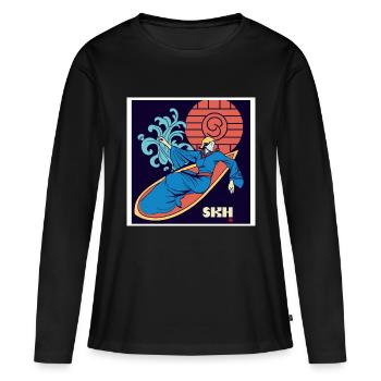 Filles sur planche de surf Art Nouveau - T-shirt manches longues Premium bio Femme - noir - Devant - Julia (174cm)