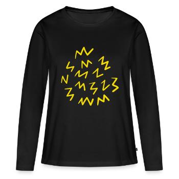 Blitzgelber Sturm und Energie - Frauen Premium Bio Langarmshirt - Schwarz - Vorne - Julia (174cm)