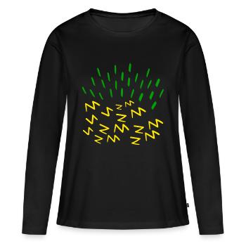 Gelber und grüner Gewitter und Energie - Frauen Premium Bio Langarmshirt - Schwarz - Vorne - Julia (174cm)