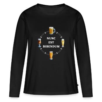 Horloge à Bière Nunc est Bibendum - T-shirt manches longues Premium bio Femme - noir - Devant - Julia (174cm)