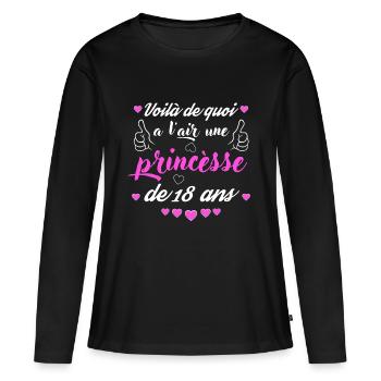 Princesse de 18 Ans idée cadeau d'anniversaire 18 - T-shirt manches longues Premium bio Femme - noir - Devant - Julia (174cm)