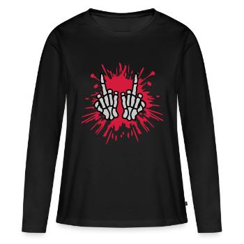 Tache de couleur des mains de l’os du majeur - T-shirt manches longues Premium bio Femme - noir - Devant - Julia (174cm)