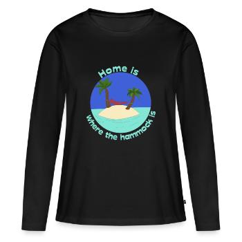 La maison est l’endroit où se trouve le hamac - T-shirt manches longues Premium bio Femme - noir - Devant - Julia (174cm)