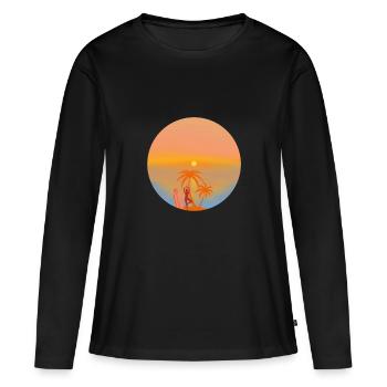 Strand Sonnenuntergang - Frauen Premium Bio Langarmshirt - Schwarz - Vorne - Julia (174cm)