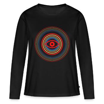 Œil Rouge dans Cercles - T-shirt manches longues Premium bio Femme - noir - Devant - Julia (174cm)