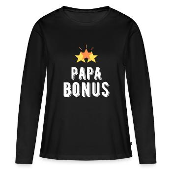 papa bonus - T-shirt manches longues Premium bio Femme - noir - Devant - Julia (174cm)