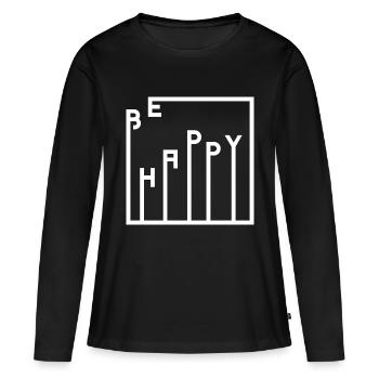 SOIS HEUREUX - T-shirt manches longues Premium bio Femme - noir - Devant - Julia (174cm)