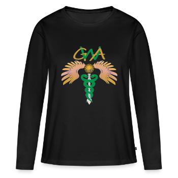 GWA - redressement mental de la colonne vertébrale - Caduceus - T-shirt manches longues Premium bio Femme - noir - Devant - Julia (174cm)