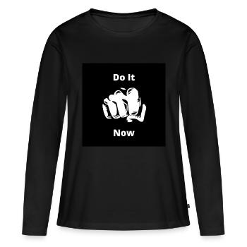 Maintenant - T-shirt manches longues Premium bio Femme - noir - Devant - Julia (174cm)
