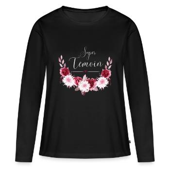 super témoin - T-shirt manches longues Premium bio Femme - noir - Devant - Julia (174cm)