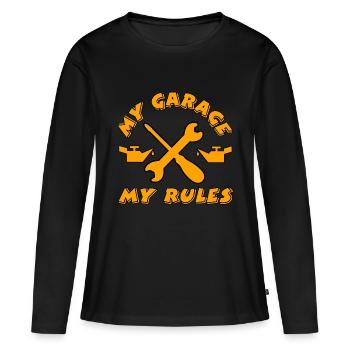 Garage - T-shirt manches longues Premium bio Femme - noir - Devant - Julia (174cm)