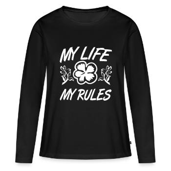 Vie - T-shirt manches longues Premium bio Femme - noir - Devant - Julia (174cm)